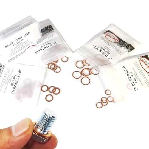 LINK-LOCK 80 PCS COPPER SK.01.10001 Oil drain screw copper gasket 07119963151  07119963132 07119963133 07119963201 07119963394 for BMW N43 N45 N46 N47 N55 M43 M42 M50 B38 B48 N51 N52 N53 N54 N55 N12