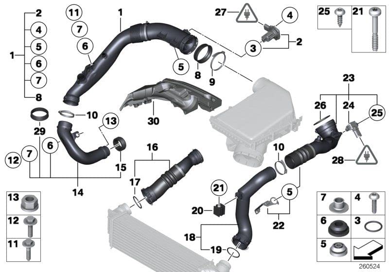 LINK-LOCK 5PCS FKMバイトン OR.01.30007 エンジンインテークパイプOリング 13627532318 BMW N54 N51 N52 N53 N55 M52 M54用