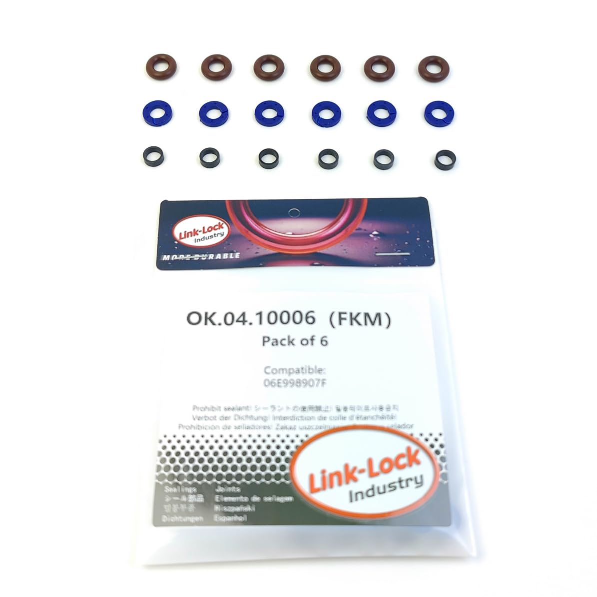 LINK-LOCK 6Set OK.04.10006 fuel injector repair kit 06E998907F with FKM Viton O-RING For VW For AUDI V6 3.0T 45TFSI CREC CTDA