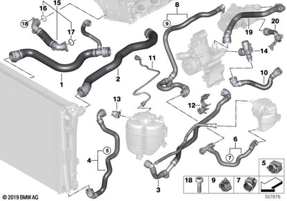 LINK-LOCK 6PCS FKM Viton OR.01.20027 Engine coolant pipe / Water hose O-Ring 11538674931 for BMW B46 B48 B58