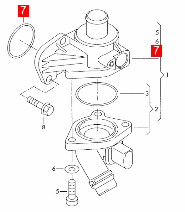 LINK-LOCK 6PCS OR.03.10243 FKM Viton Sealing O-Ring Kit of Thermostat housing 06B121119B 1707022 For AUDI-ALT AXW BHZ ALZ AXX BKB AMB BEX For SKODA-BLR For VW-ALT BWA