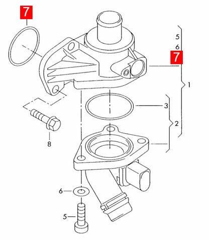 LINK-LOCK 6PCS OR.03.10243 FKM Viton Sealing O-Ring Kit of Thermostat housing 06B121119B 1707022 For AUDI-ALT AXW BHZ ALZ AXX BKB AMB BEX For SKODA-BLR For VW-ALT BWA