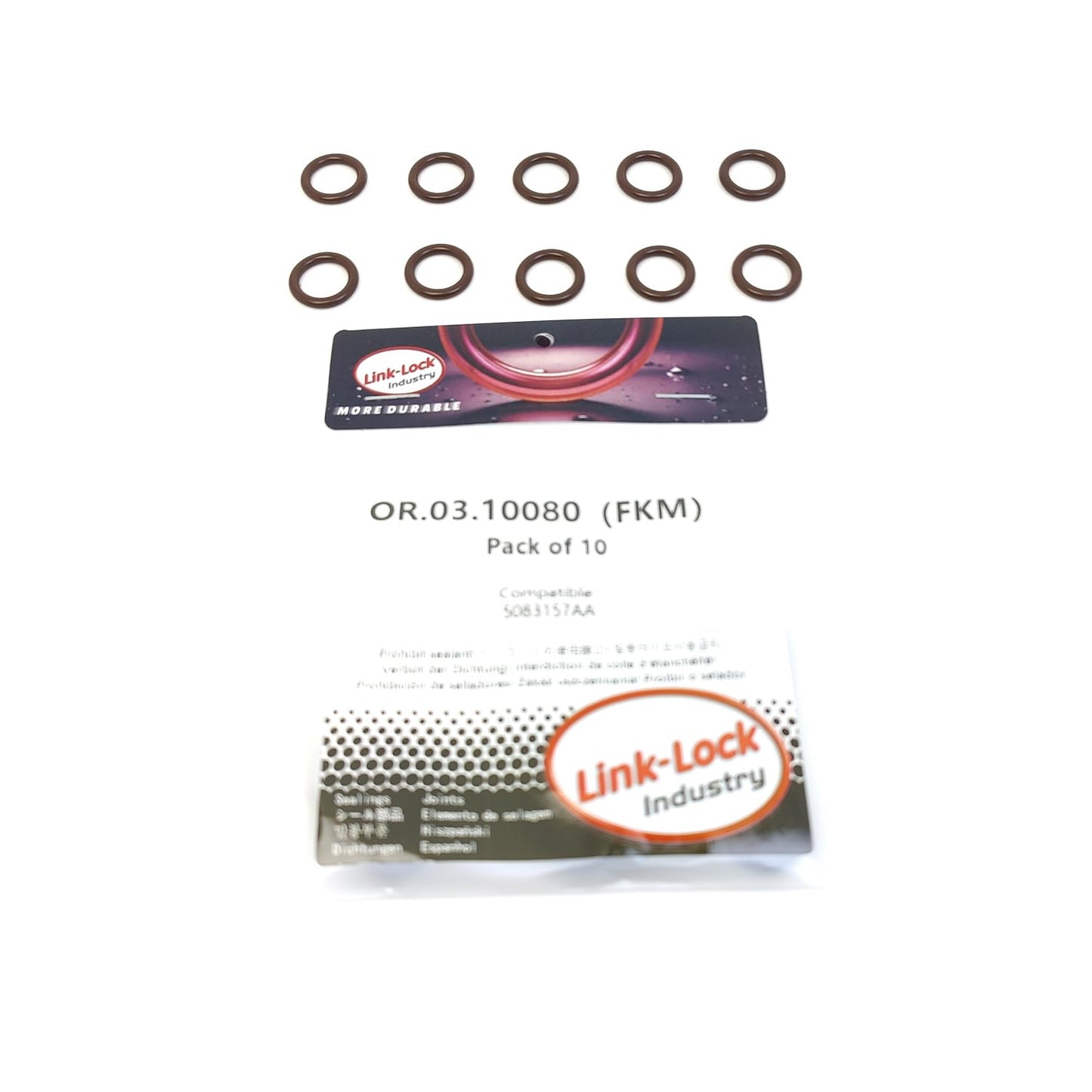 LINK-LOCK 10PCS OR.03.10080 FKM Viton オイルディップスティック用Oリングキット 5083157AA CHRYSLER-ENJ ENS ENR EXF、JEEP-ENJ ENS EXN ENR、RAM-EXF用
