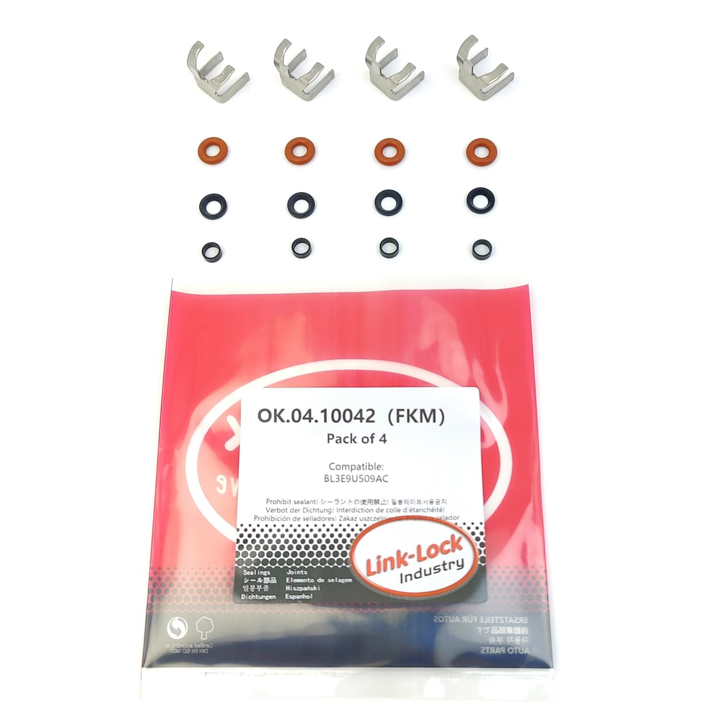 LINK-LOCK 4Set OK.04.10042 fuel injector repair kit BL3E9U509AC with FKM Viton O-RING For FORD 2.0T ST R9DA 2012-2014