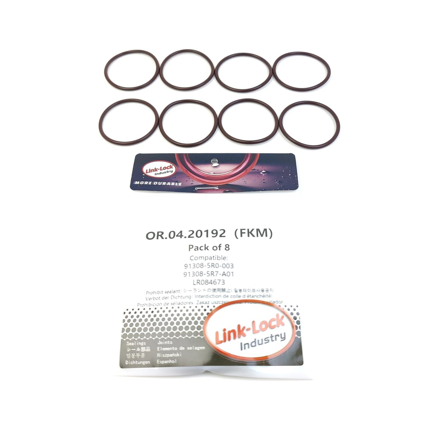 LINK-LOCK 8PCS OR.04.20192 FKMバイトンエンジンクランクシャフト用Oリングキット 91308-5R0-003 91308-5R7-A01 LR084673 アキュラ ホンダ ランド ローバー用