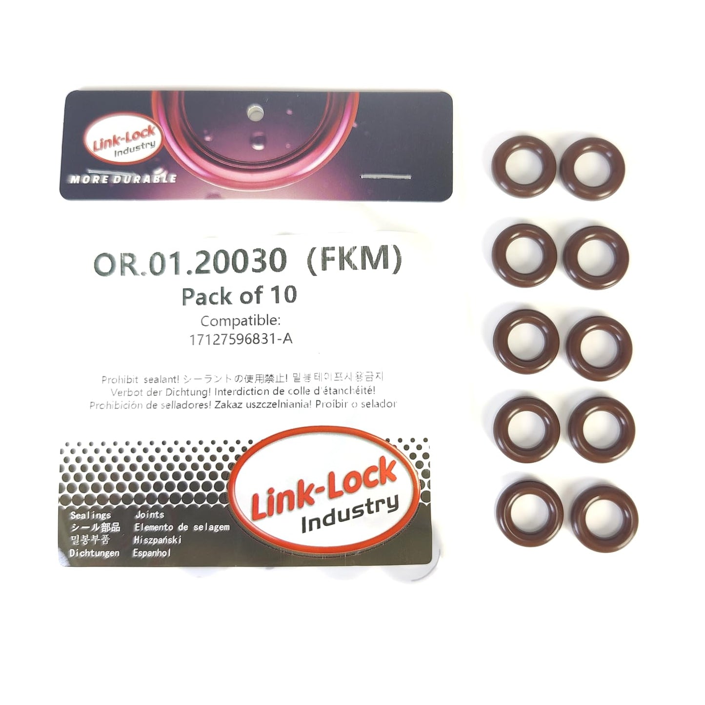 LINK-LOCK 10PCS FKM Viton OR.01.20030 Engine coolant pipe / Water hose O-Ring 17127596831-A for BMW N13