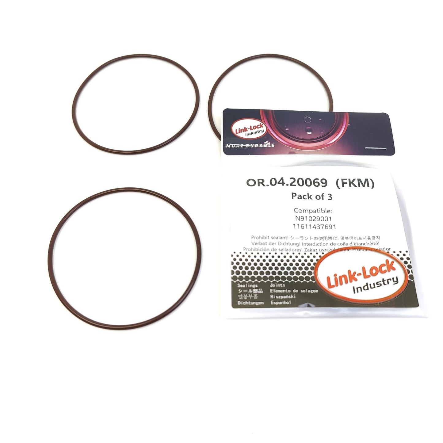 LINK-LOCK 3PCS OR.04.20069 FKM Viton Sealing O-Ring Kit of Intake System N91029001 11611437691 for AUDI for BMW