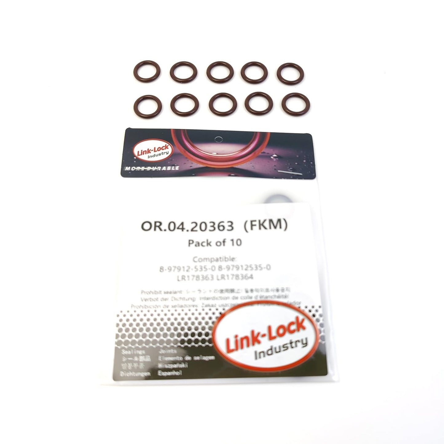 LINK-LOCK 10PCS OR.04.20363 FKM Viton Sealing O-Ring Kit of Water Connector / Charger 8-97912-535-0 8-97912535-0 LR178363 LR178364 for LAND for ROVER for ISUZU