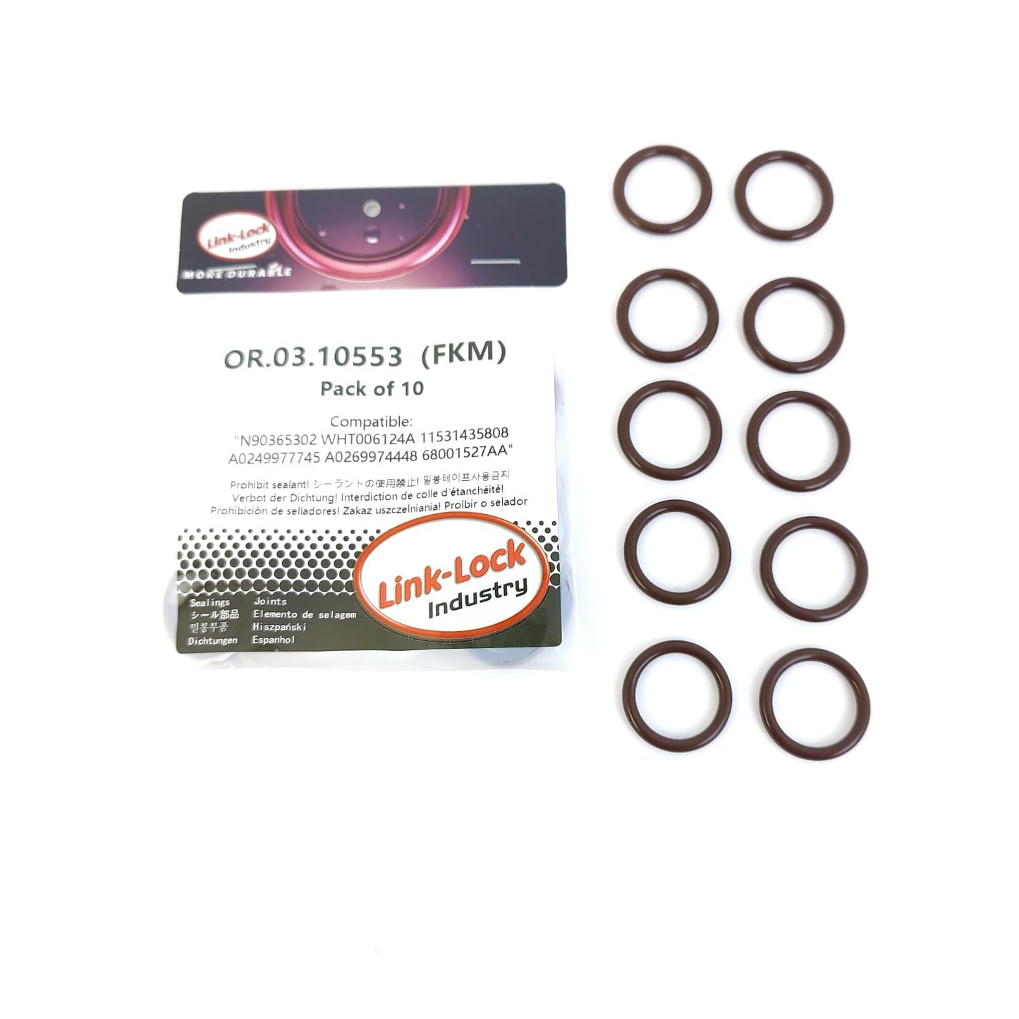 LINK-LOCK 10個 OR.03.10553 FKMバイトンシーリングOリングキット クーラントホース用 N90365302 WHT006124A 11531435808 A0249977745 A0269974448 68001527AA AUDI VW JEEP BMW メルセデス・ベンツ用
