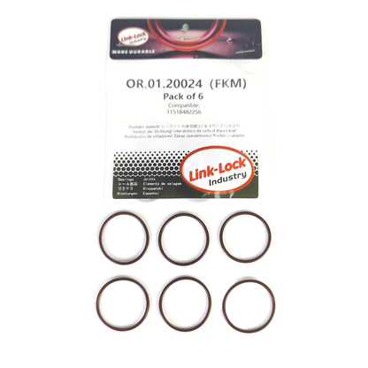 LINK-LOCK 6PCS FKM Viton OR.01.20024 Engine coolant pipe / Water hose O-Ring 11518482256 for BMW B46 B48 B58