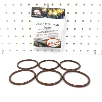 LINK-LOCK 6PCS OR.03.10175 FKMバイトンシーリングOリングキット クーラントパイプライン用 038121119B 038121119C 059121119 68001449AA 01181548 1002908 1144214 8M0066342 AUDI-BRE用 VOLVO-D20用 DODGE-BWD用