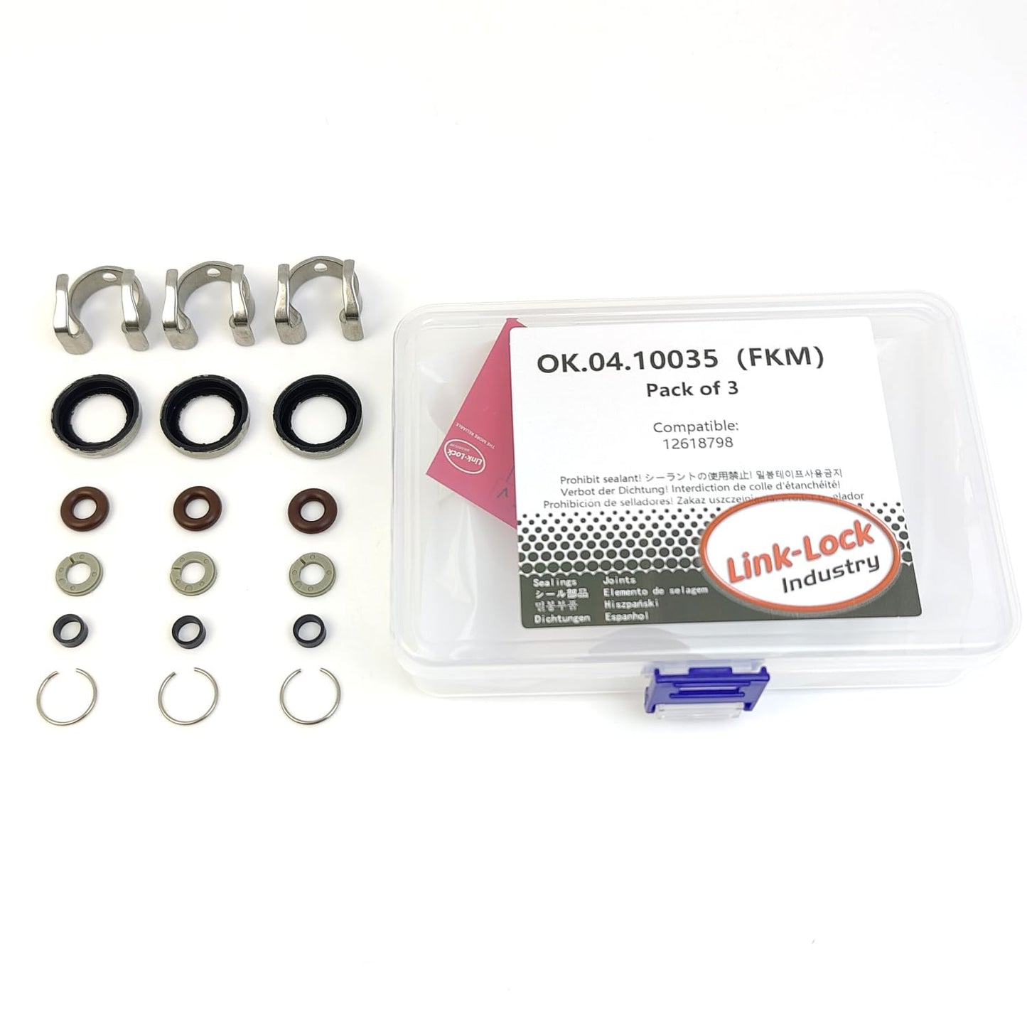 LINK-LOCK 3Set OK.04.10035 fuel injector repair kit 12618798 with FKM Viton O-RING For BUICK For CHEVROLET For CADILLAC 2.8L 3.6L LLT LP1 LFX