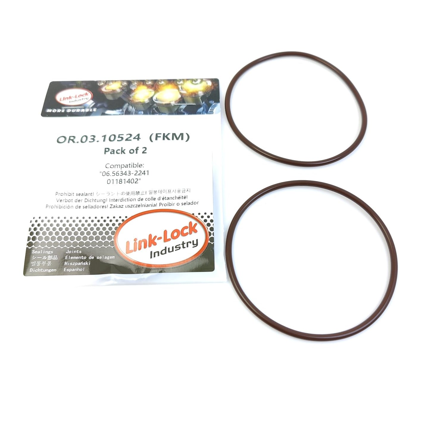 LINK-LOCK 2PCS OR.03.10524 FKMバイトン 75×3 シーリング ユニバーサルOリングキット 06.56343-2241 01181402 DEUTZ MAN用
