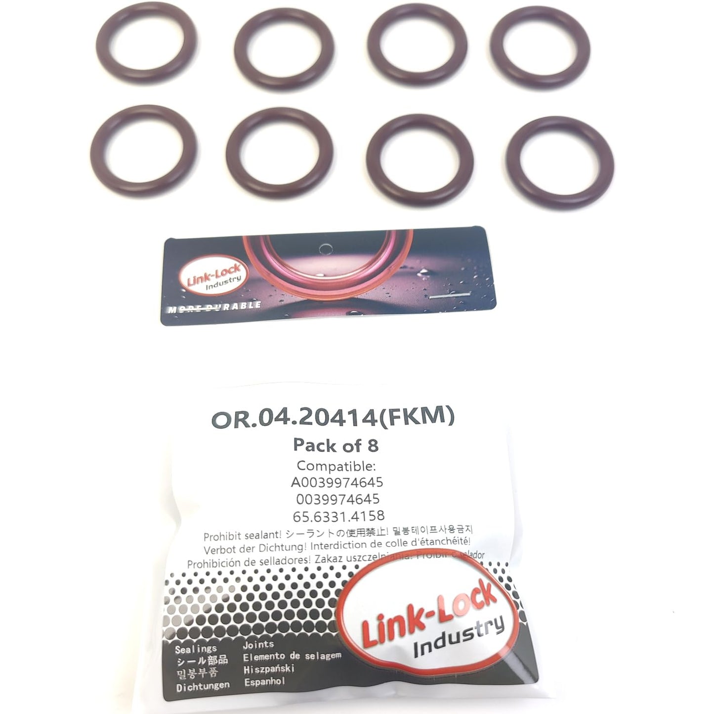 LINK-LOCK 8PCS OR.04.20414 FKM Viton シーリングOリングキット チェーンテンショナーからシリンダークランクケース用 A0039974645 0039974645 65.6331.4158 メルセデスベンツ マン用