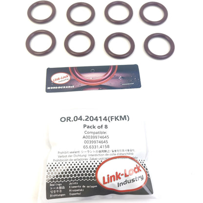 LINK-LOCK 8PCS OR.04.20414 FKM Viton シーリングOリングキット チェーンテンショナーからシリンダークランクケース用 A0039974645 0039974645 65.6331.4158 メルセデスベンツ マン用