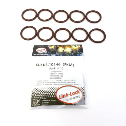 LINK-LOCK 10PCS OR.03.10146 FKM Viton Sealing O-Ring Kit of Cooling water pipe 25462-23000 99970765440 9A700828001 For HYUNDAI-G4ED G4FK G4GC G4ER For KIA-G4ED G4GC