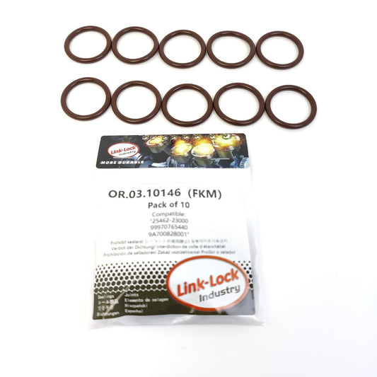 LINK-LOCK 10PCS OR.03.10146 FKMバイトンシーリングOリングキット 冷却水パイプ用 25462-23000 99970765440 9A700828001 HYUNDAI-G4ED G4FK G4GC G4ER KIA-G4ED G4GC用