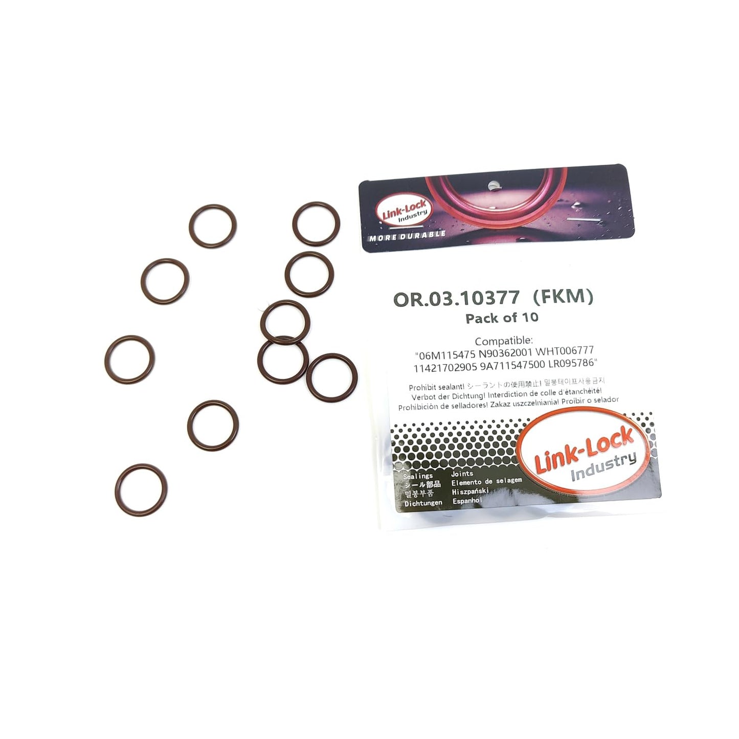 LINK-LOCK 10PCS OR.03.10377 FKM Viton Sealing O-Ring Kit of Turbocharger Oil Drain 06M115475 N90362001 WHT006777 11421702905 9A711547500 LR095786 For BMW-M57 For AUDI-CWGD DCBD For LAND ROVER-PT306