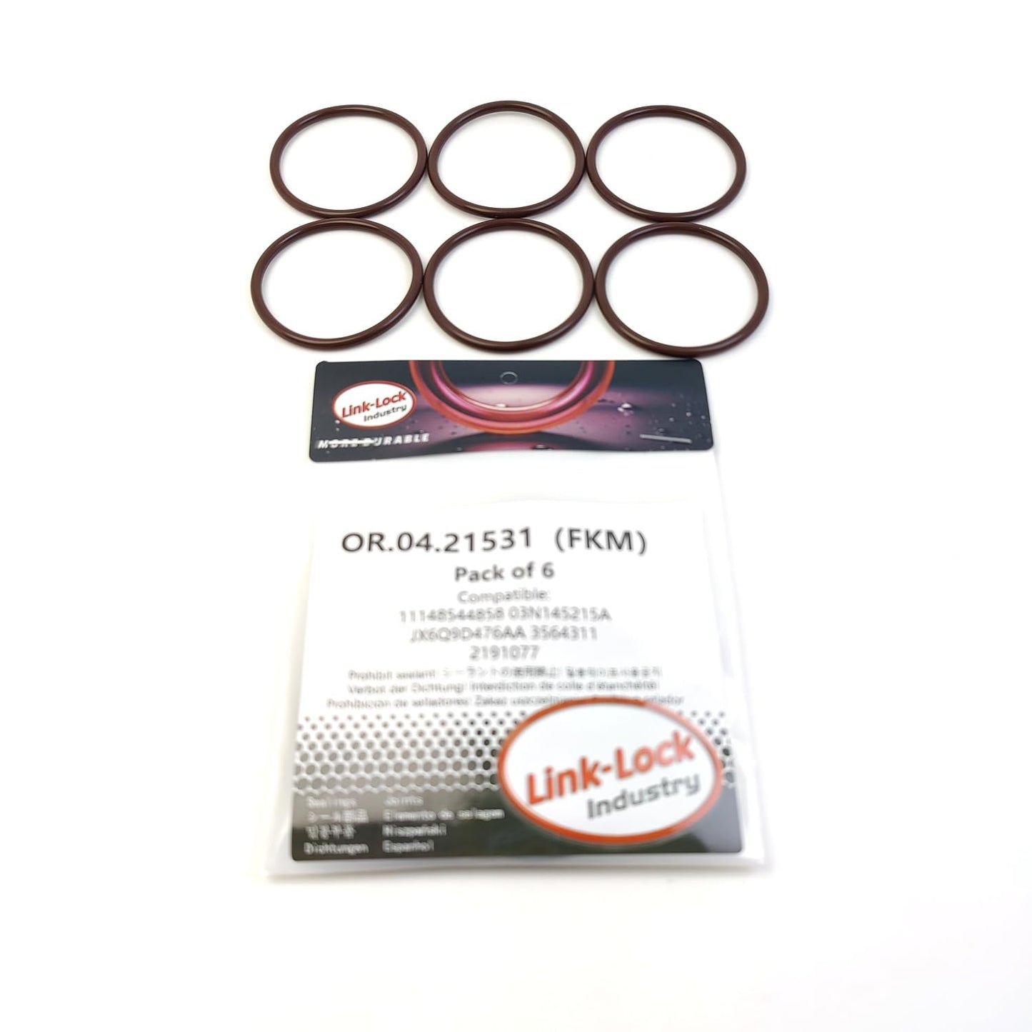 LINK-LOCK 6PCS OR.04.21531 FKM Viton Sealing O-Ring Kit of Timing gear case cover 11148544858 03N145215A JX6Q9D476AA 3564311 2191077 for BMW-IB1 For CITROEN-C3 C4 For FORD For YOYOTA For PEUGEOT
