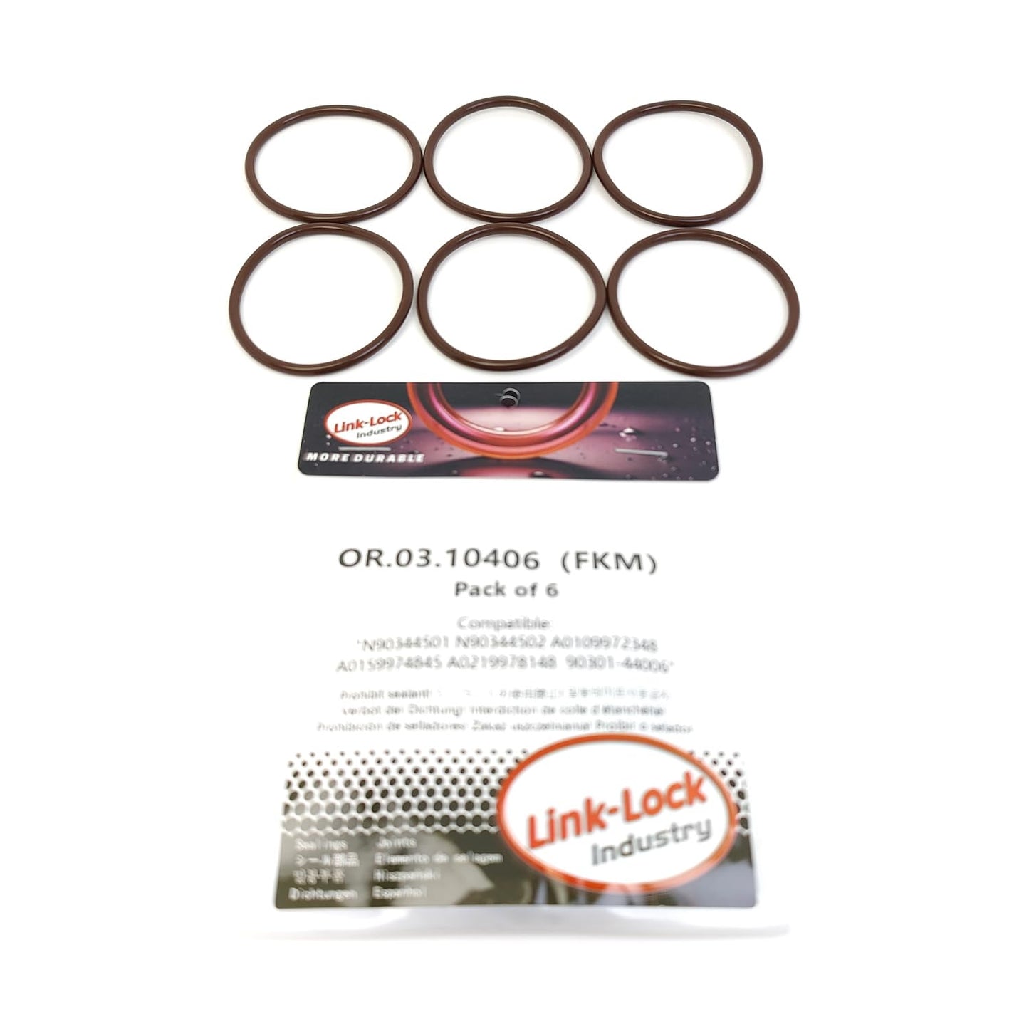 LINK-LOCK 6PCS OR.03.10406 FKM Viton Sealing O-Ring Kit of Camshaft N90344501 N90344502 A0109972348 A0159974845 A0219978148 90301-44006 For AUDI For VW For MERCEDES-BENZ For TOYOTA