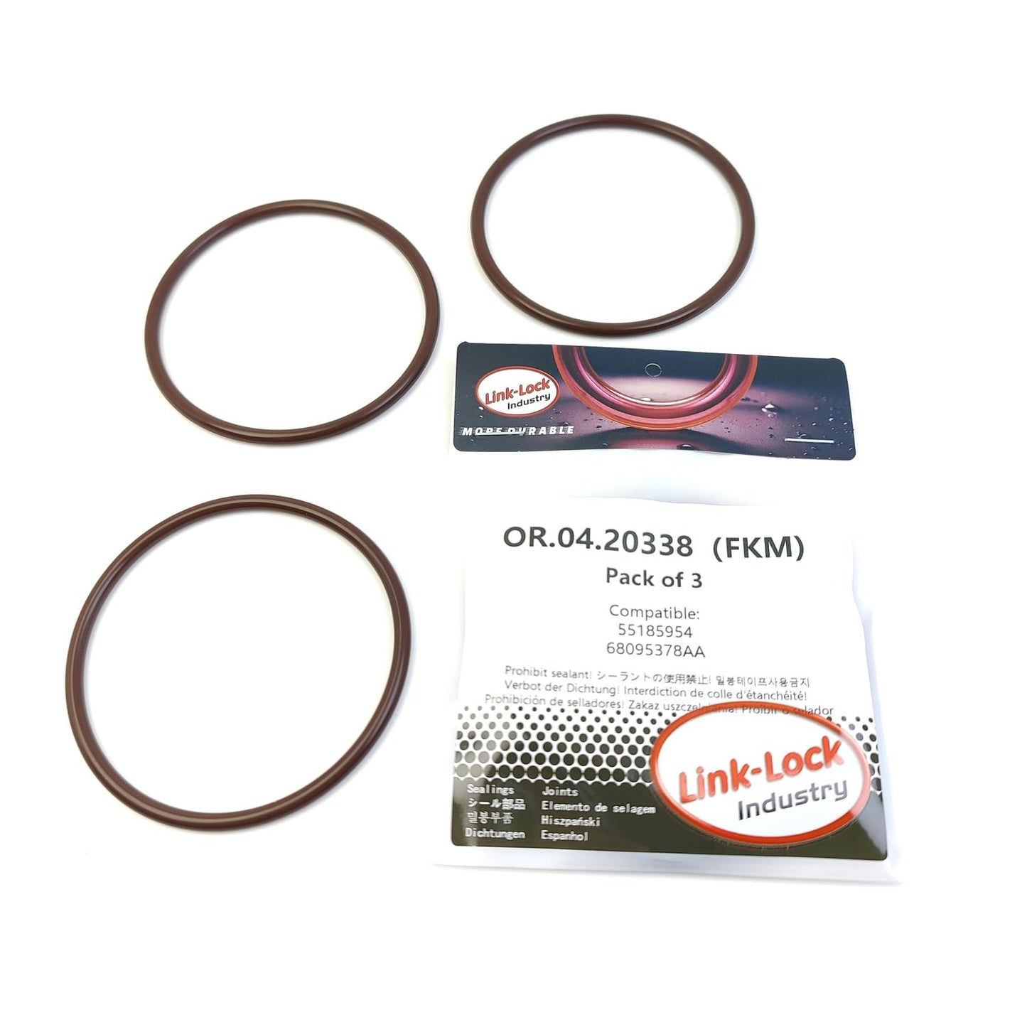 LINK-LOCK 3PCS OR.04.20338 FKM Viton Sealing O-Ring Kit of Oil Filter 55185954 68095378AA for JEEP
