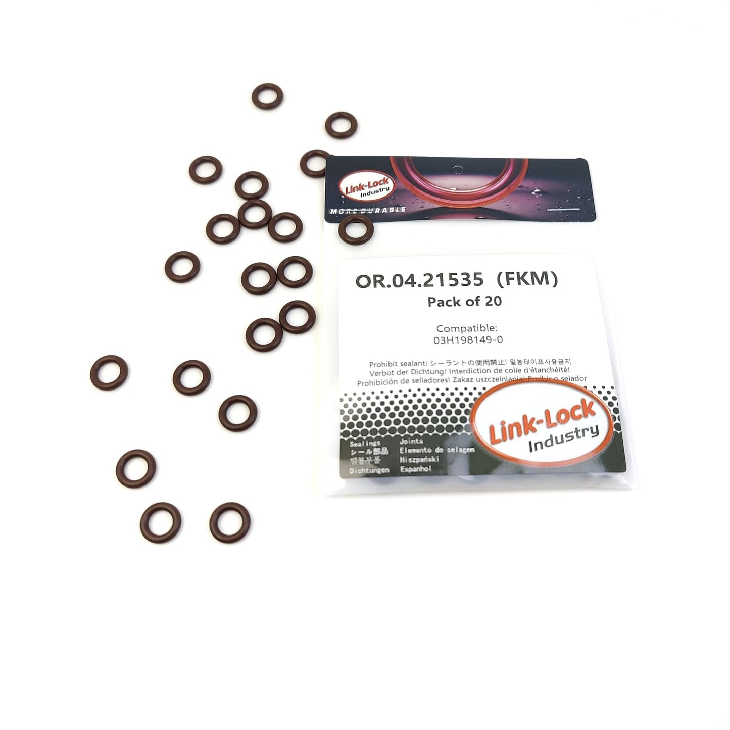 LINK-LOCK 20PCS OR.04.21535 FKMバイトンシーリングOリングキット スプレーバルブ 03H198149-0 VW/AUDI V6 3.6L 3.2L BWS BHK用