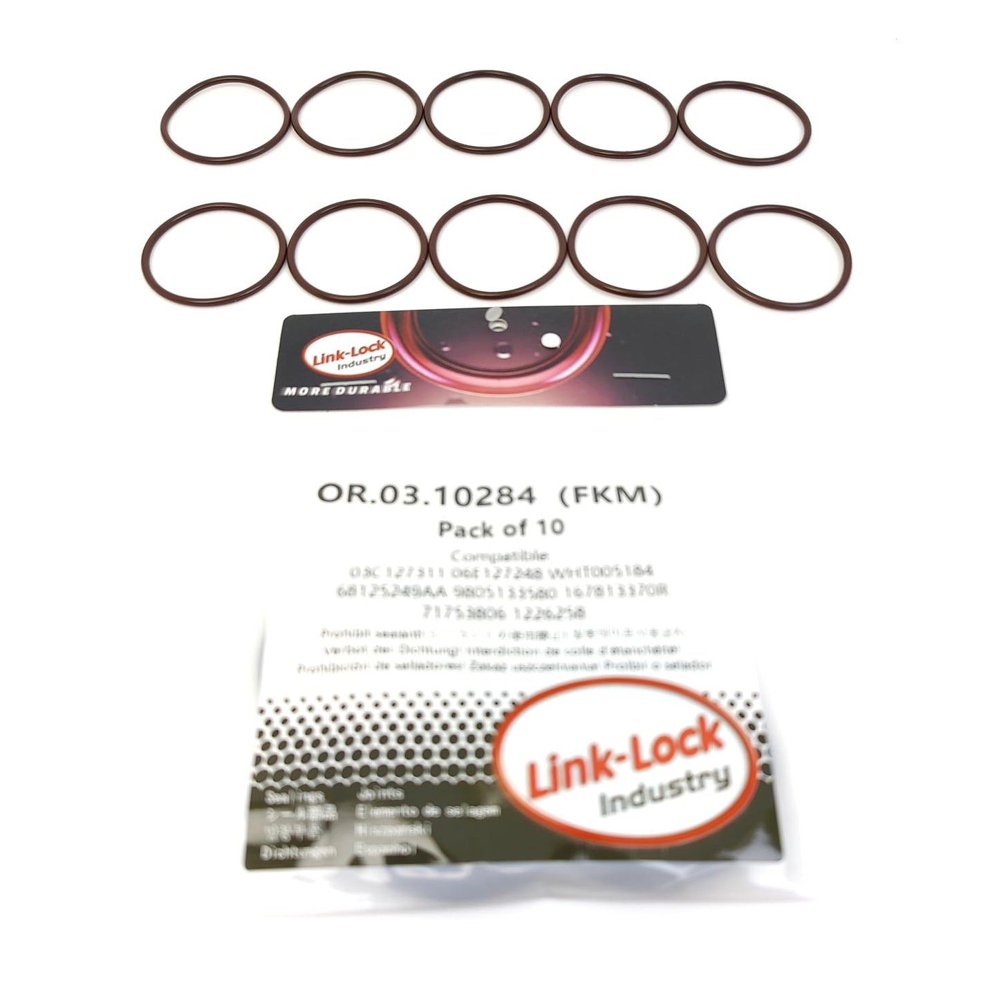 LINK-LOCK 10PCS OR.03.10284 FKM Viton Sealing O-Ring Kit of Fuel Pump 03C127311 06E127248 WHT005184 68125249AA 9805133580 167813370R 71753806 1226258 2582102 VWN3CA9T523AA C2D26536 JDE8969 LR010861