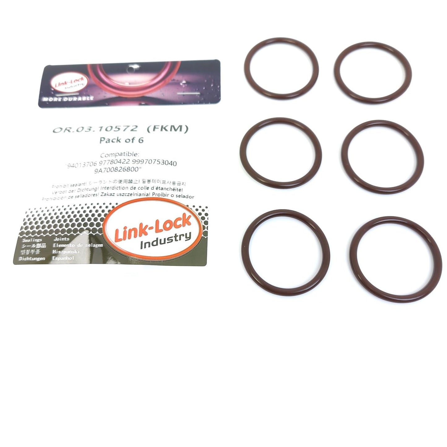 LINK-LOCK 6PCS OR.03.10572 FKM Viton Sealing O-Ring Kit of Dipstick tube 94013706 97780422 99970753040 9A700826800 For BUICK For CADILLAC For CHEVROLET For PORSCHE