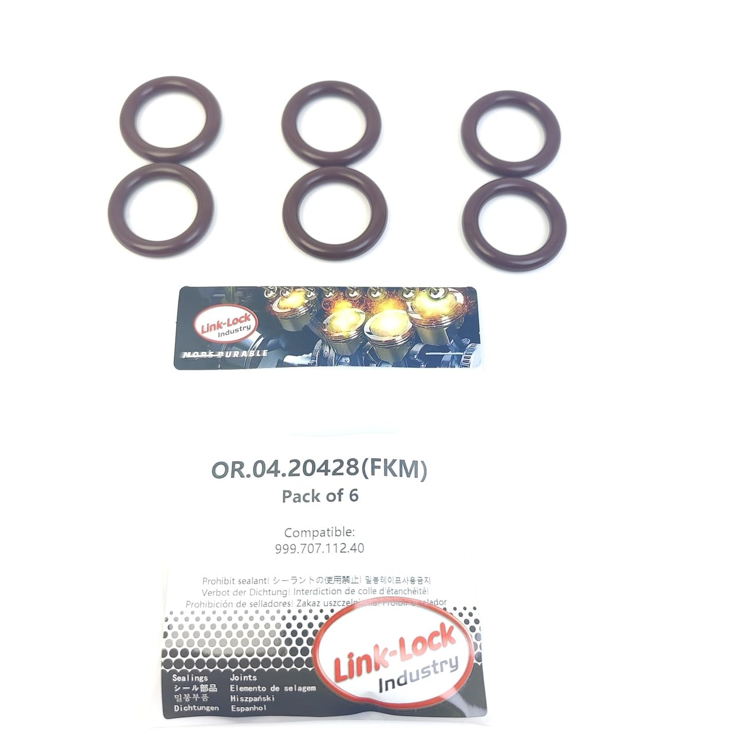 LINK-LOCK 6PCS OR.04.20428 FKM Viton Sealing O-Ring Kit of Oil Return Tube 999.707.112.40 for PORSCHE