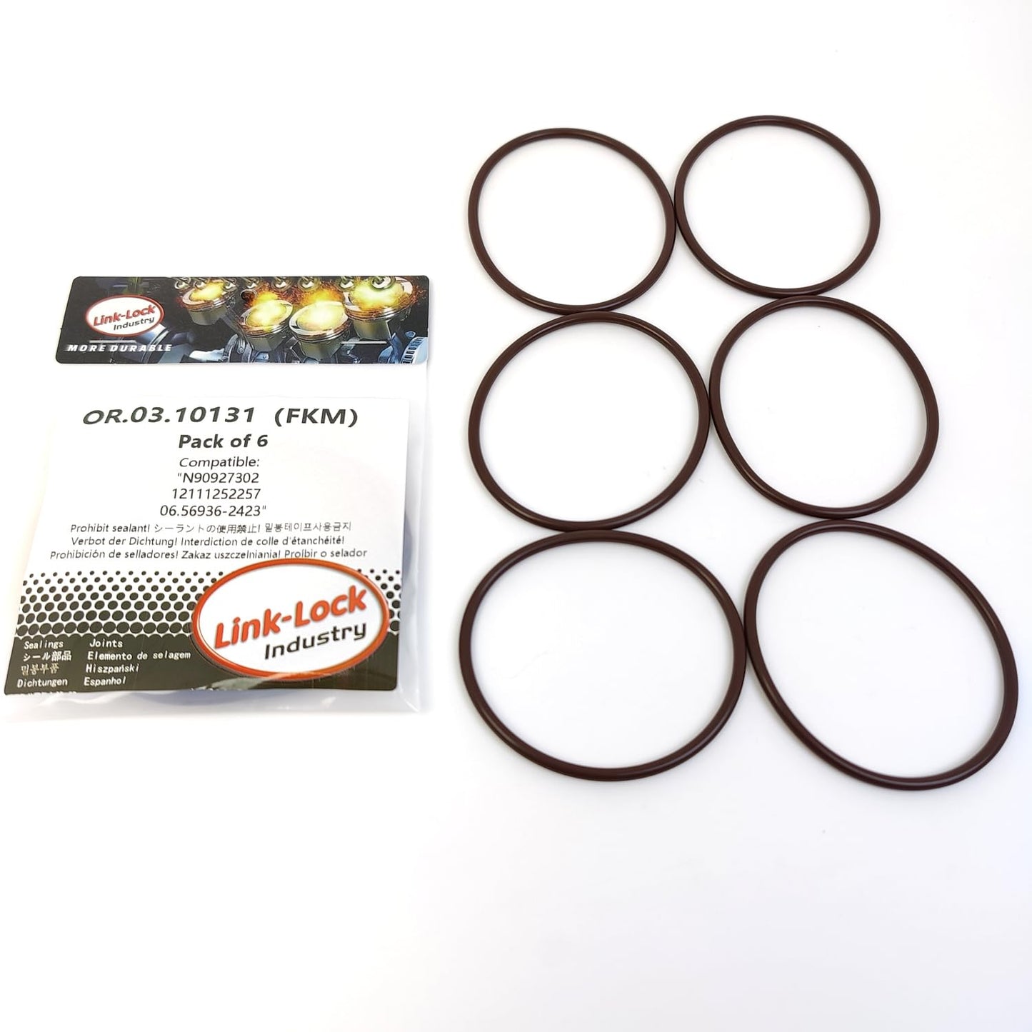 LINK-LOCK 6PCS OR.03.10131 FKM Viton Sealing O-Ring Kit Of Intake manifold cover N90927302 12111252257 06.56936-2423 For AUDI-ASZ AZV For CHRYSLER-ECD For FORD-ASZ AUY For JEEP-BMM ECD For BMW-S14 S38