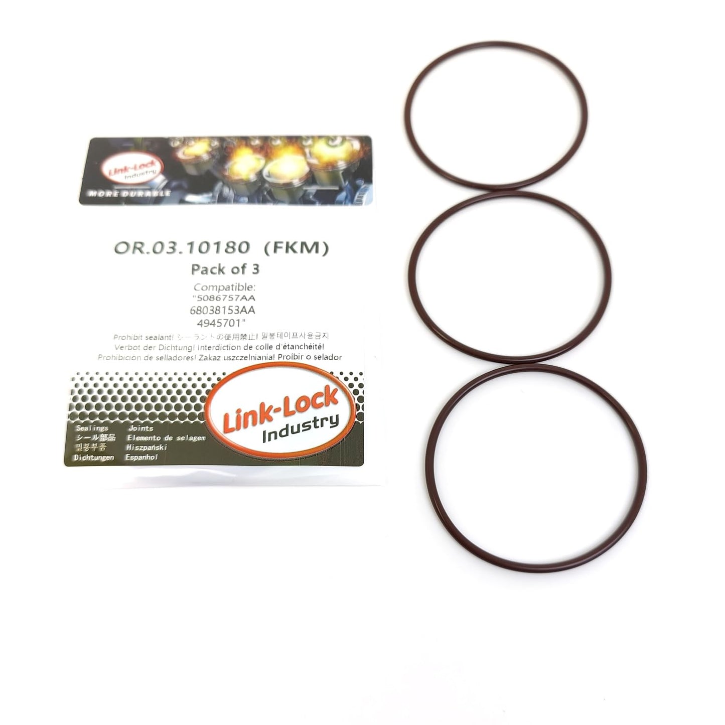LINK-LOCK 3PCS OR.03.10180 FKM Viton Sealing O-Ring Kit of Clutch cover 5086757AA 68038153AA 4945701 For DODGE-ETH ETC ETJ For RAM-ETJ ETM ETK ETN