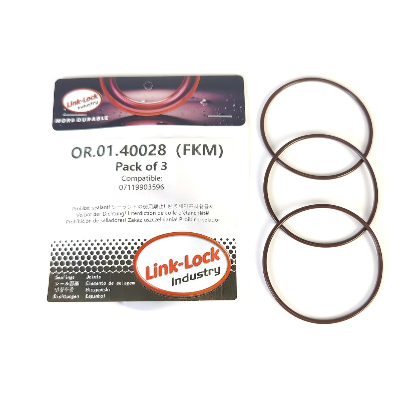 LINK-LOCK 3PCS FKM Viton OR.01.40028 エンジンVVTサーボモーターOリングガスケット 07119903596 BMW N62用