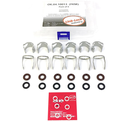 LINK-LOCK 6Set OK.04.10013 fuel injector repair kit 06E998907G with FKM Viton O-RING For VW For AUDI 3.2F 2.8F CALA BAR