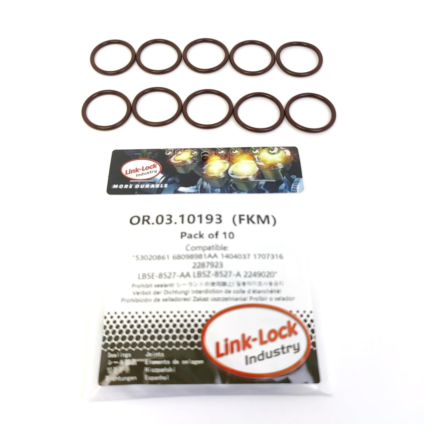 LINK-LOCK 10PCS OR.03.10193 FKM Viton Sealing O-Ring Kit of Oil Suction Pipe 53020861 68098981AA 1404037 1707316 2287923 LB5E-8527-AA LB5Z-8527-A 2249020 For CHRYSLER-ESF For JEEP-EKG For MITSUBISHI