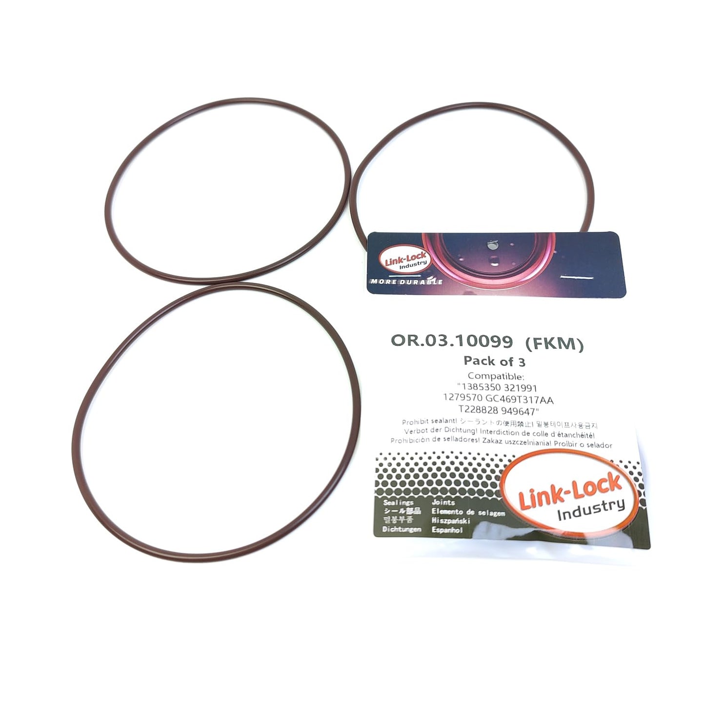 LINK-LOCK 3PCS OR.03.10099 FKM Viton Sealing O-Ring Kit Of Engine oil cooler 1279570 GC469T317AA T228828 949647 7T4E-9L479-AA 7T4Z-9J469-A For SCANIA-DC DSC DSI For VOLVO For FORD
