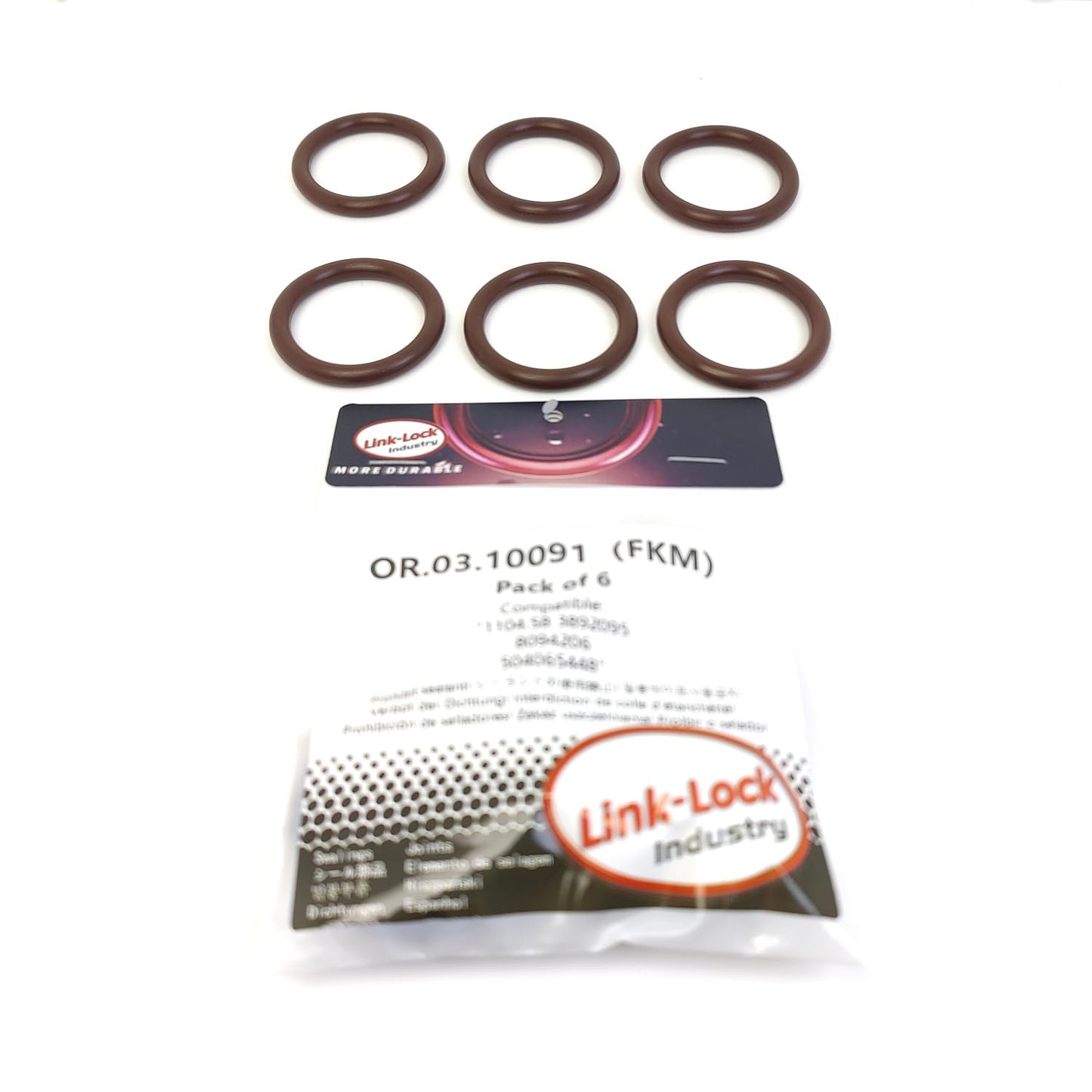LINK-LOCK 6PCS OR.03.10091 FKMバイトンシーリングOリングキット エンジンオイルクーラー用 1104.S8 3892095 8094206 504065448 CITROËN-F1AE0481T FIAT-F1AE F1AG IVECO-F1AE F1AF用