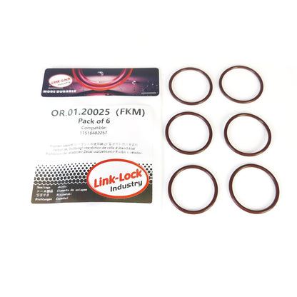 LINK-LOCK 6PCS FKM Viton OR.01.20025 Engine coolant pipe / Water hose O-Ring 11518482257 for BMW B46 B48 B58