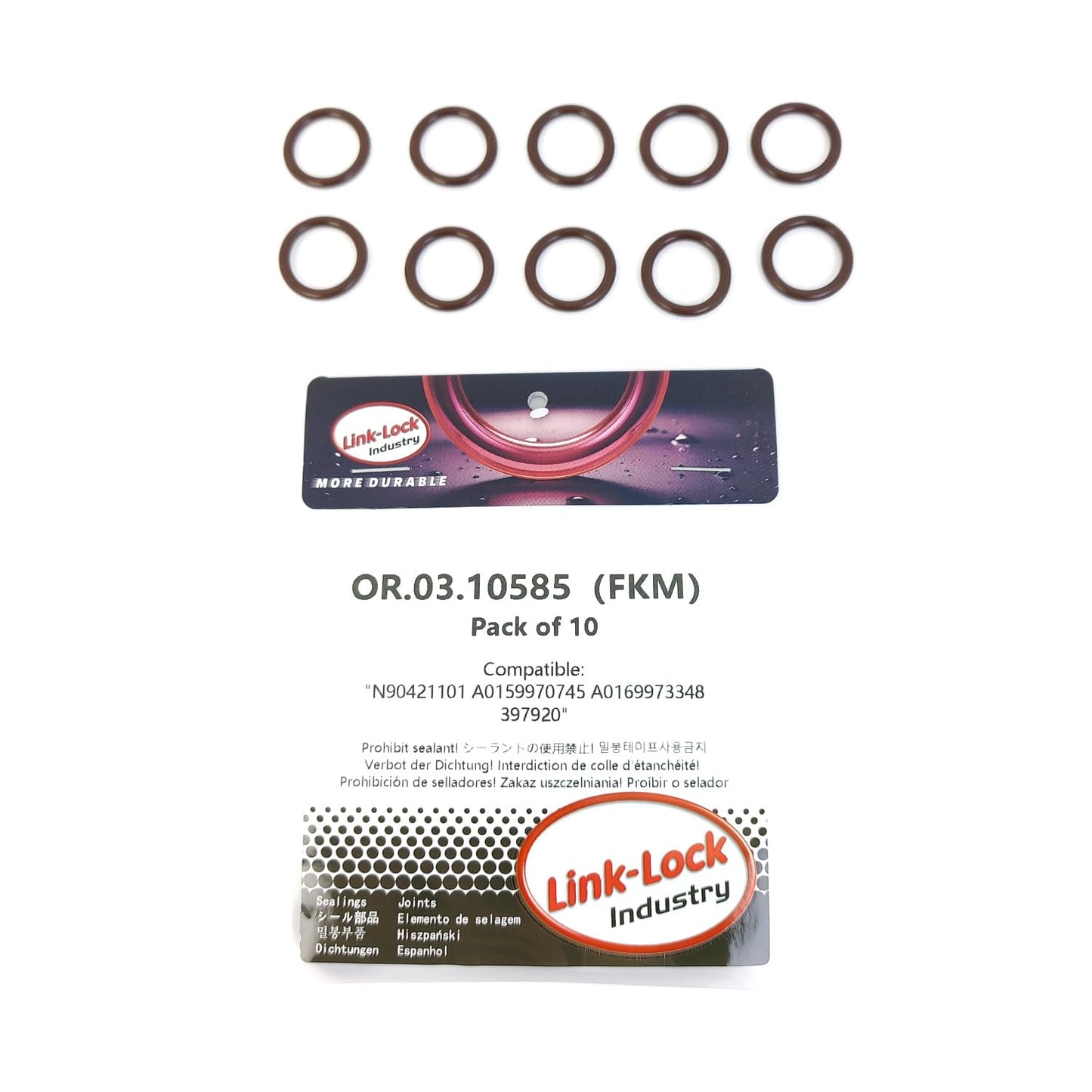 LINK-LOCK 10個 OR.03.10585 FKMバイトンシーリングOリングキット オイルディップスティック用 N90421101 A0159970745 A0169973348 397920 AUDI用 VW用 SCANIA用 MERCEDES-BENZ用