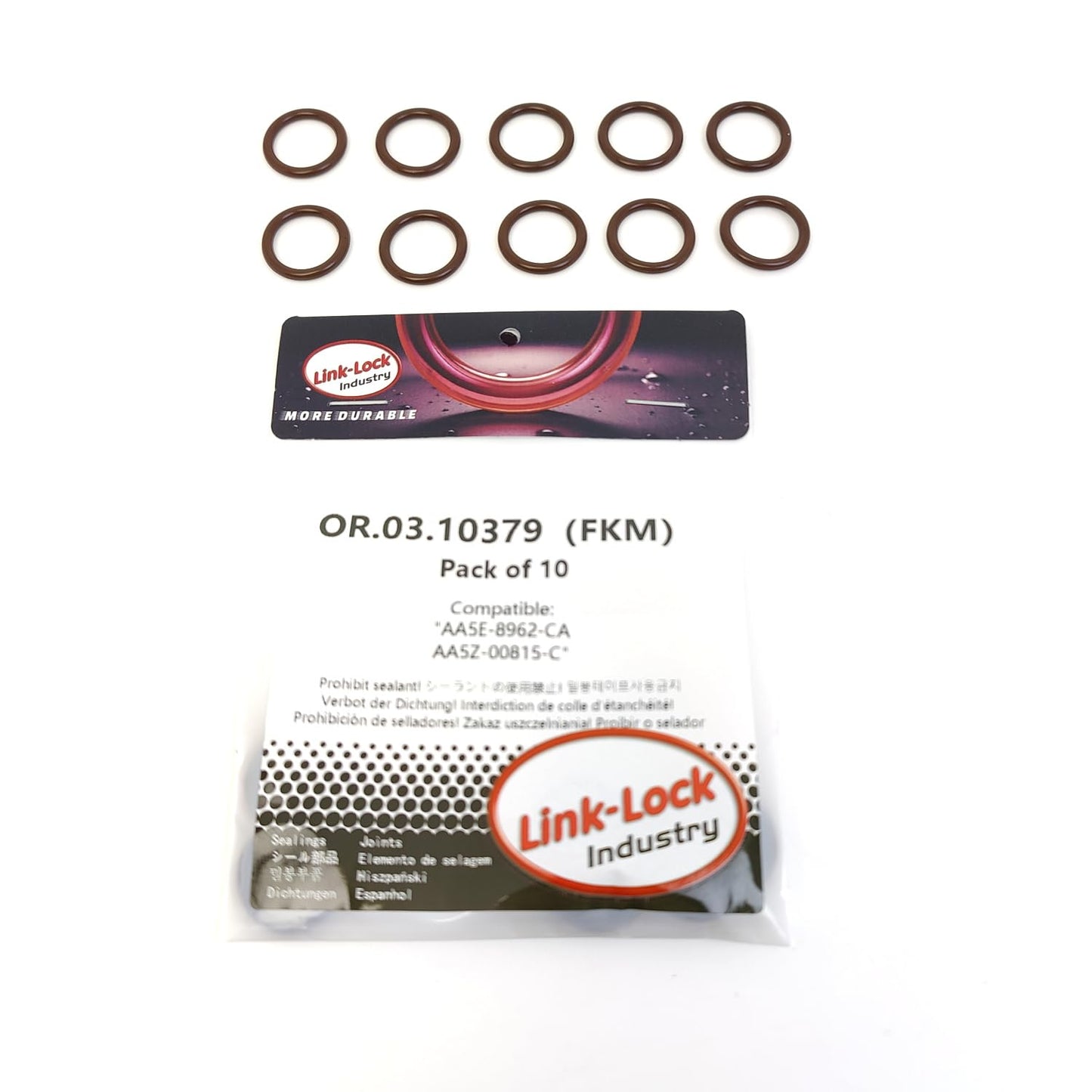 LINK-LOCK 10PCS OR.03.10379 FKMバイトンシーリングOリングキット ターボチャージャーオイルドレン用 AA5E-8962-CA AA5Z-00815-C フォードUSA-T35PDTD対応