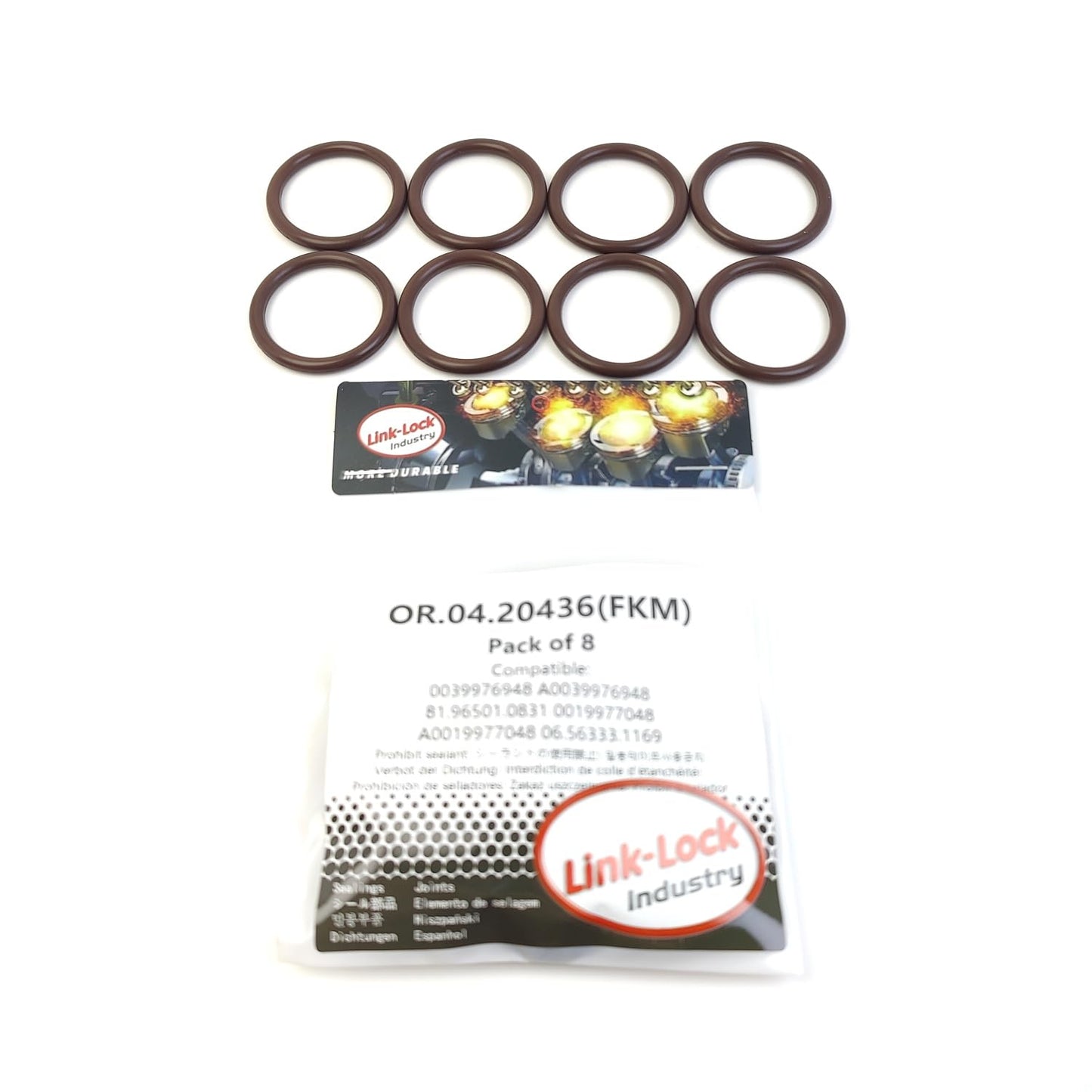 LINK-LOCK 8個 OR.04.20436 FKMバイトンシーリングOリングキット ブレーキホース用 0039976948 A0039976948 81.96501.0831 0019977048 A0019977048 06.56333.1169 MAN用 メルセデスベンツ用 EVOBUS用