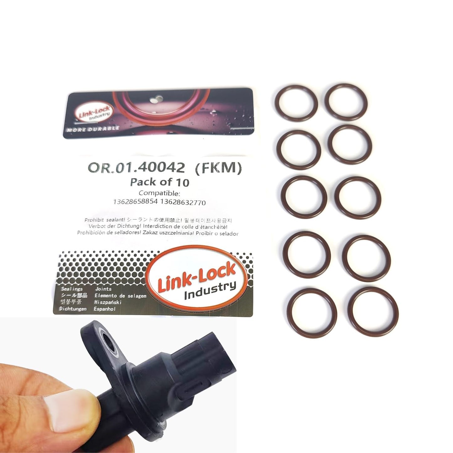 LINK-LOCK 10PCS FKM Viton OR.01.40042 Engine sensor O-RING gasket 13628658854 13628632770 for BMW B38 B48 B47 B58 N20 B46 N26 N74