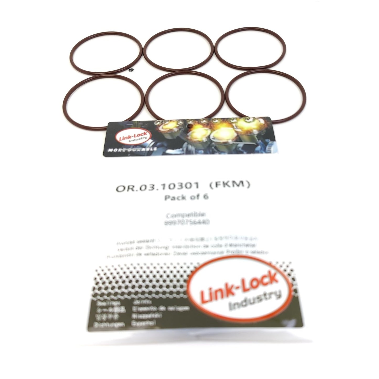 LINK-LOCK 6個組 OR.03.10301 FKMバイトン製シーリングOリングキット ターボチャージャー用 99970756440 ポルシェ-M97 MA1 MDB MDA