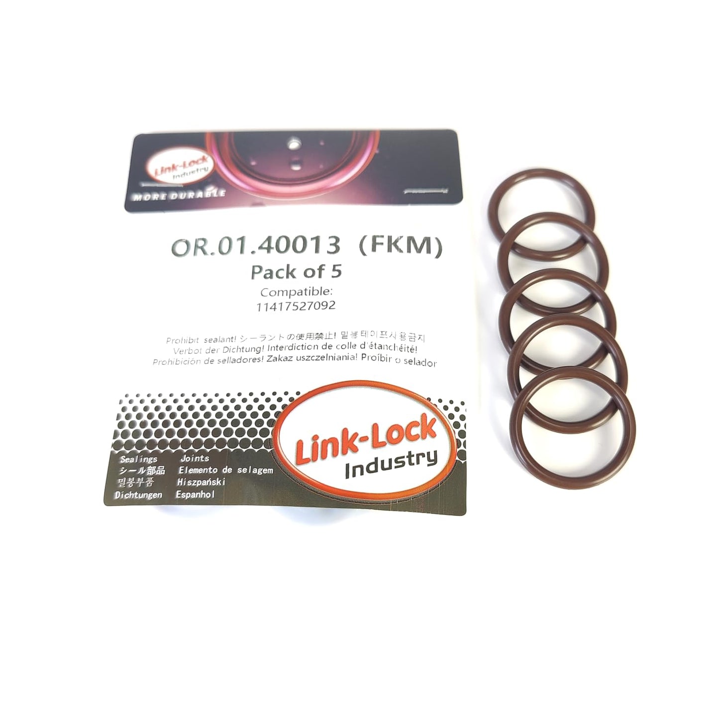 LINK-LOCK 5PCS FKM Viton OR.01.40013 Engine Oil pump conduit O-RING gasket 11417527092 for BMW N52 N54 N53 N55