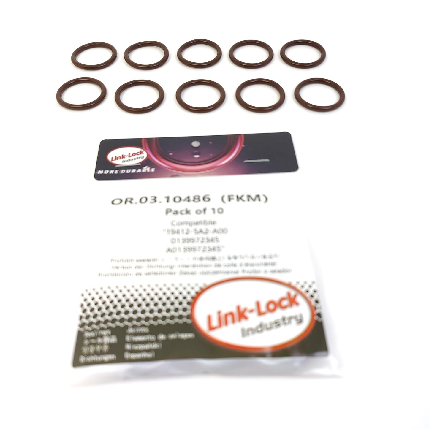LINK-LOCK 10個入り OR.03.10486 FKMバイトン製 インテークマニホールド用Oリングキット 19412-5A2-A00 0139972345 A0139972345 HONDA用 MERCEDES-BENZ用