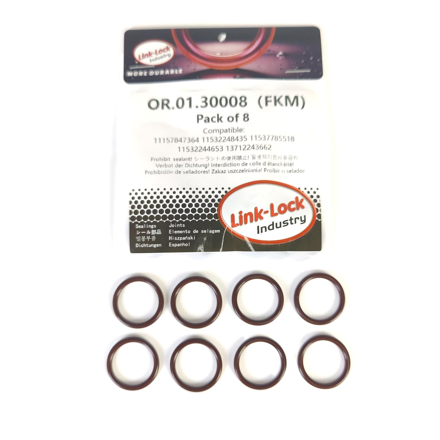 LINK-LOCK 8PCS FKMバイトン製Oリング.01.30008 エンジン吸気管用Oリング 11157847364 11532248435 11537785518 11532244653 13712243662 BMW N63 S63 M47 M57用