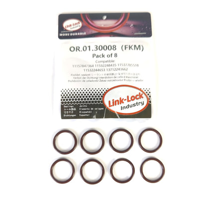 LINK-LOCK 8PCS FKMバイトン製Oリング.01.30008 エンジン吸気管用Oリング 11157847364 11532248435 11537785518 11532244653 13712243662 BMW N63 S63 M47 M57用