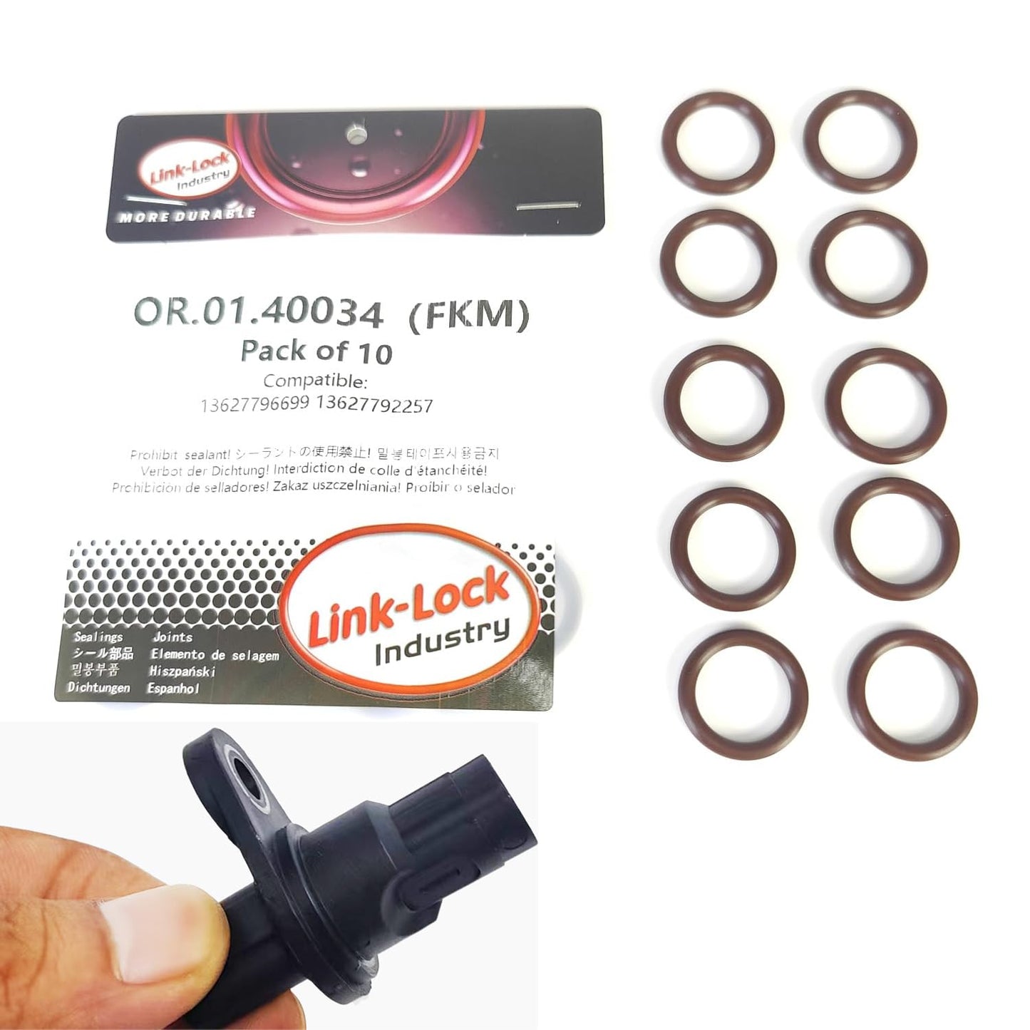 LINK-LOCK 10PCS FKM Viton OR.01.40034  Engine Camshaft sensor O-RING gasket 13627796699 13627792257 for BMW N47 N57 B37 B47 B57