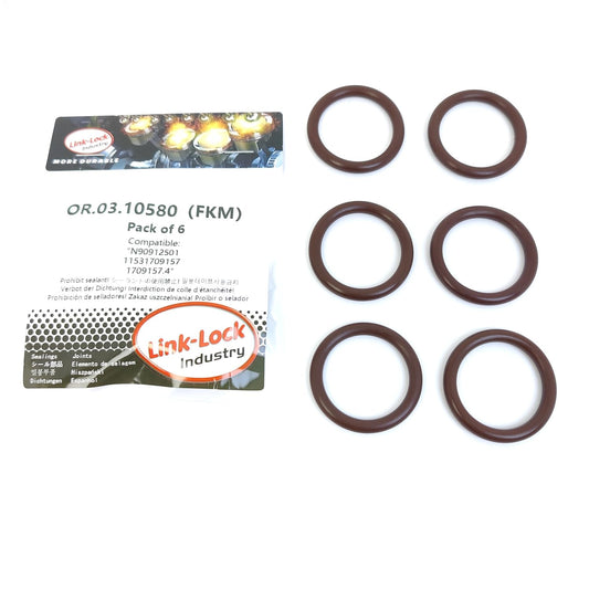 LINK-LOCK 6PCS OR.03.10580 FKM Viton Sealing O-Ring Kit of Cooling water pipe N90912501 11531709157 1709157.4 For AUDI For VW For BMW