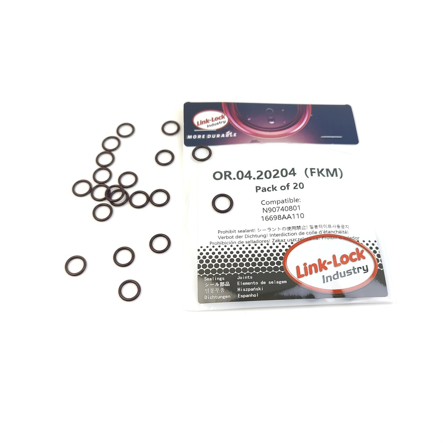 LINK-LOCK 20PCS OR.04.20204 FKM Viton Sealing O-Ring Kit of Injector N90740801 16698AA110 for AUDI for SUBARU