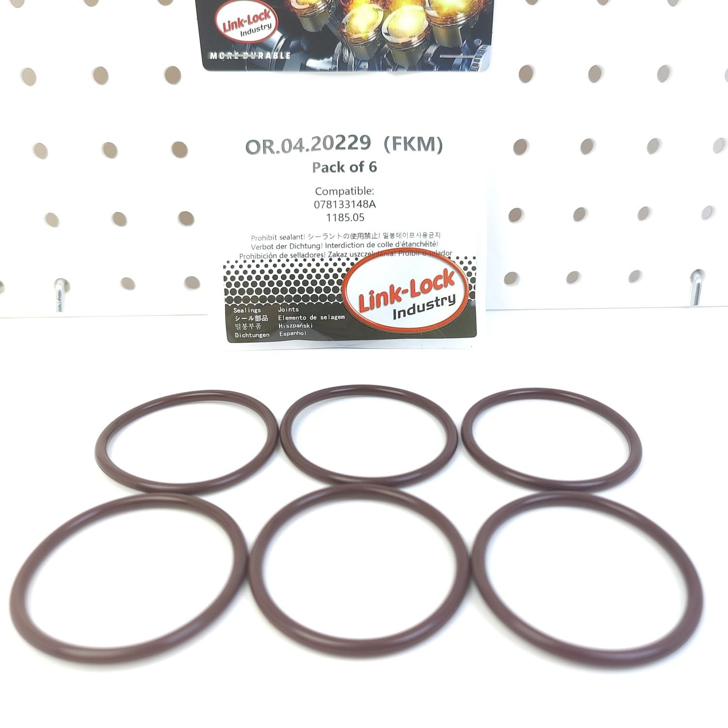LINK-LOCK 6個 OR.04.20229 FKMバイトン製Oリングキット チャージャー078133148A 1185.05 AUDI PEUGEOT用
